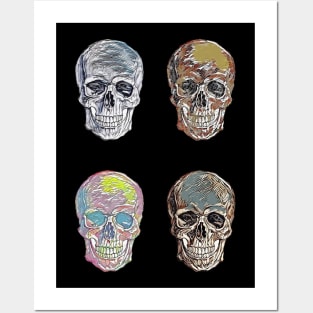 Abstract Skulls Vintage Retro Creepy Tattoo Style Art Illustration Posters and Art